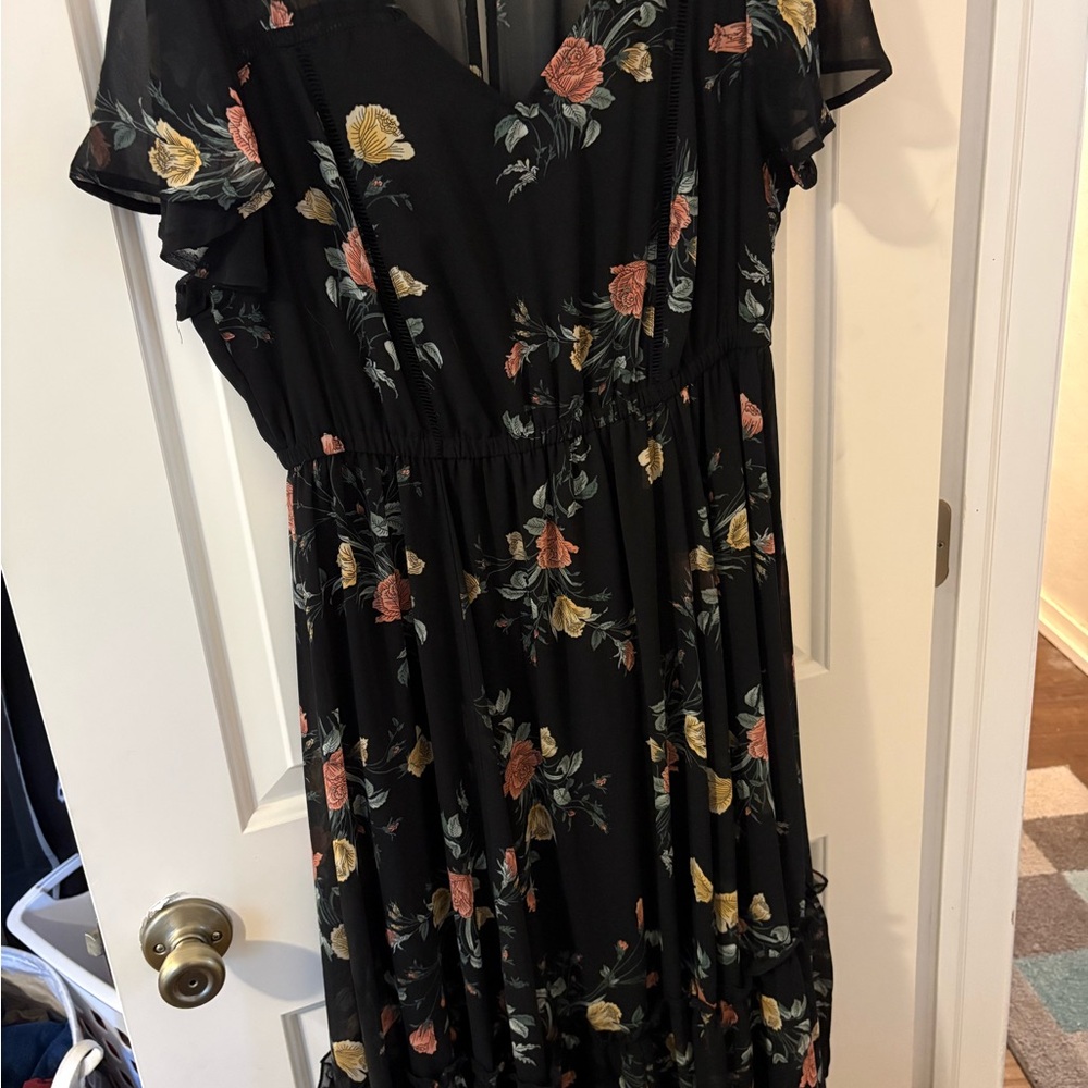Torrid Black Maxi Dress with Floral Print